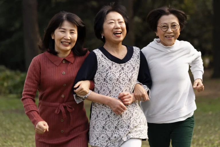 middle age friends having fun