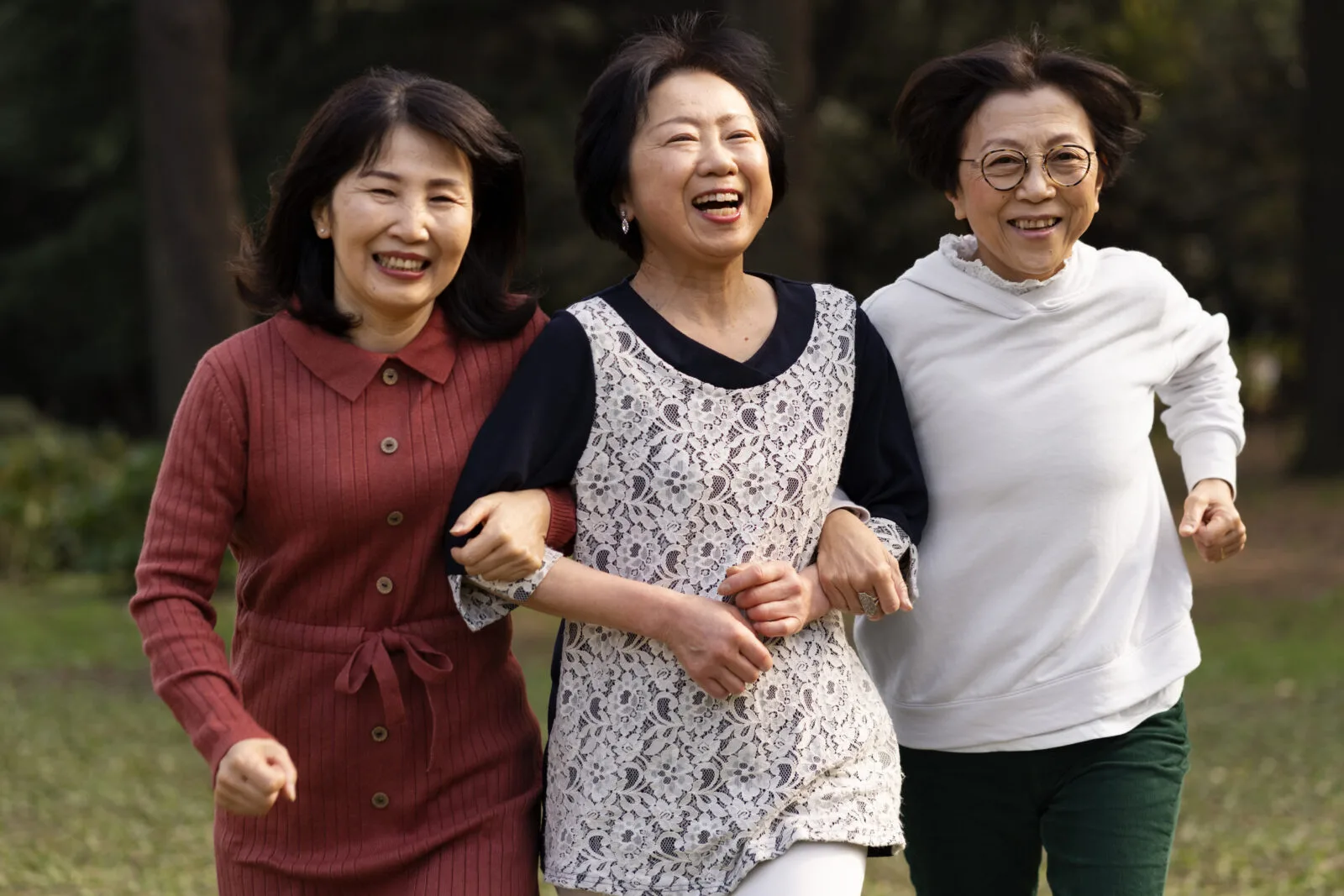 middle age friends having fun